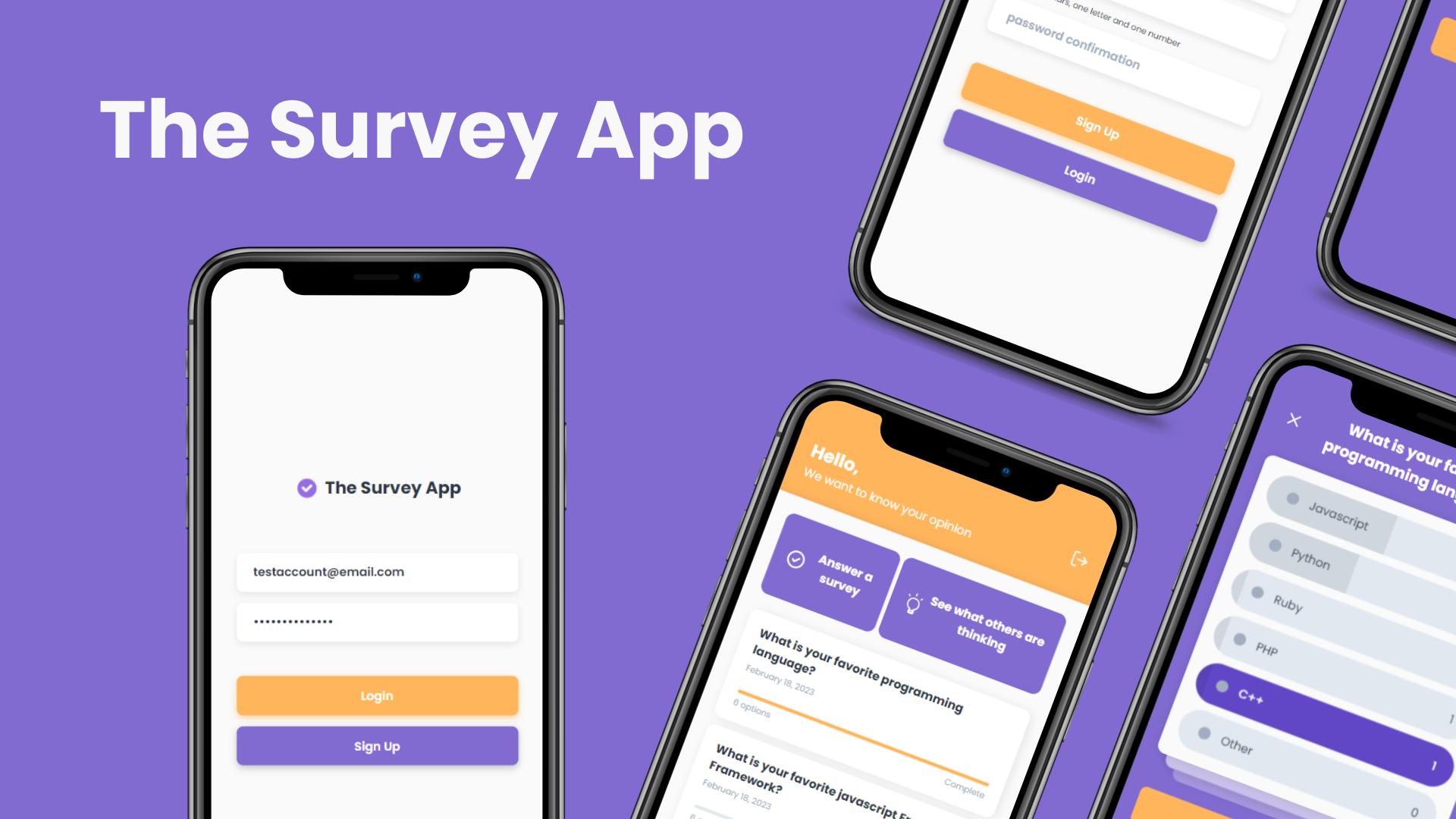 The survey app mockup